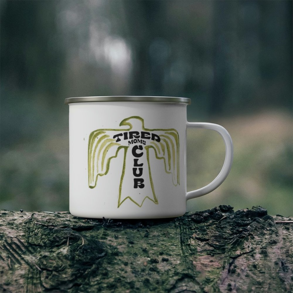 Tired Moms Club Enamel Camping Mug